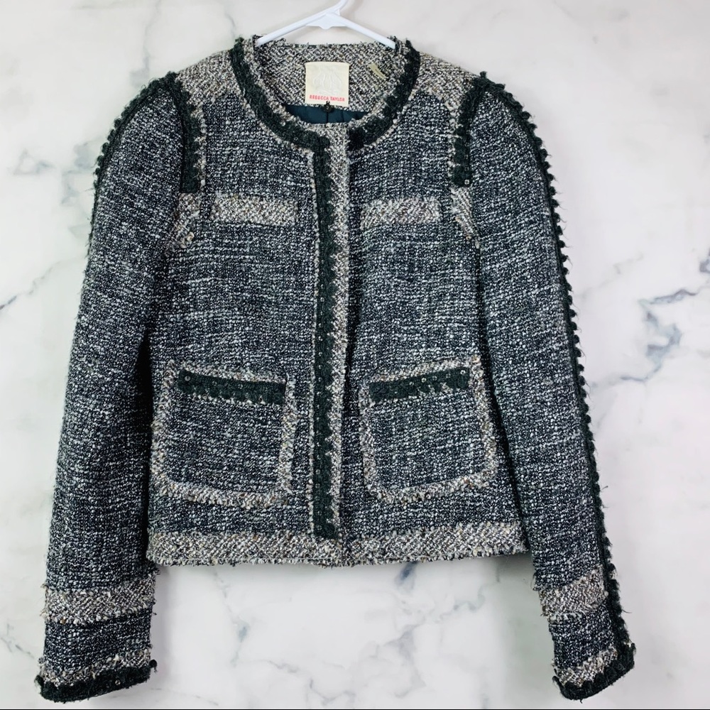 Rebecca Taylor Gray Boucle Tweed Jacket